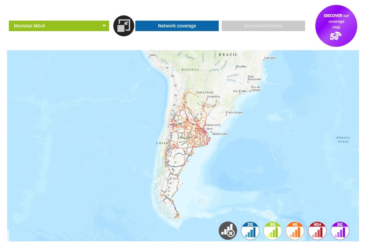 movistar network coverage in argentina