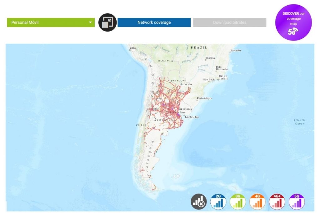 
Personal network coverage in argentina